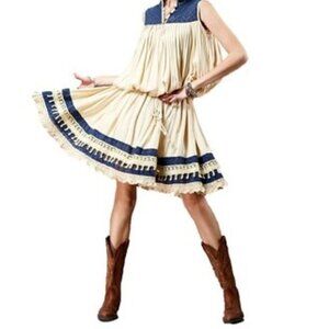 QUIRKY ARTKA GOTH PEASANT 80'S STYLE COTTON MINI DRESS BOHO L XL